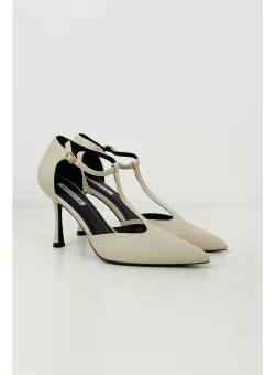 Pantofi Briana stiletto ivory cu bareta