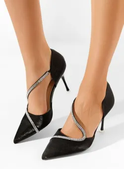 Pantofi cu pietricele negri Lavada