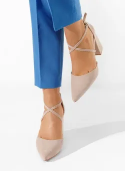 Pantofi cu toc gros Dimitra S bej