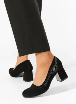 Pantofi cu toc gros eleganti Evve negri