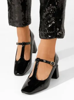 Pantofi cu toc gros Mevana negri