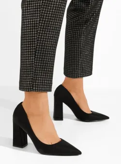 Pantofi cu toc gros Zeria negri