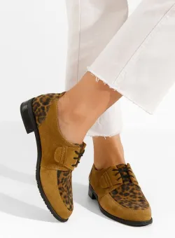 Pantofi derby piele Vogue leopard