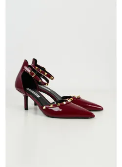 Pantofi Lina bordo cu tinte