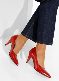Pantofi stiletto piele rosii Villemomble