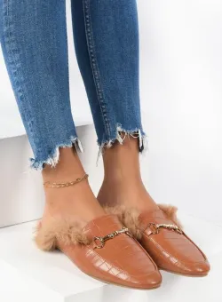 Papuci dama Fluffy Camel