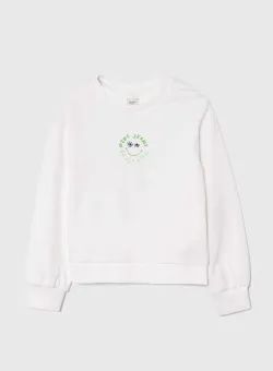 Pepe Jeans hanorac de bumbac pentru copii OMARA culoarea alb, cu imprimeu