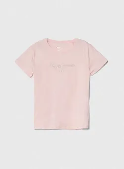 Pepe Jeans tricou de bumbac pentru copii NINA culoarea roz