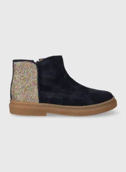 Pom D'api cizme din piele intoarsa pentru copii TRIX BACK culoarea albastru marin