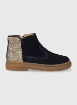 Pom D'api cizme din piele intoarsa pentru copii TRIX BACK culoarea albastru marin