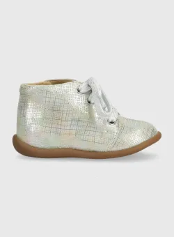 Pom D'api incaltaminte din piele pentru copii culoarea argintiu