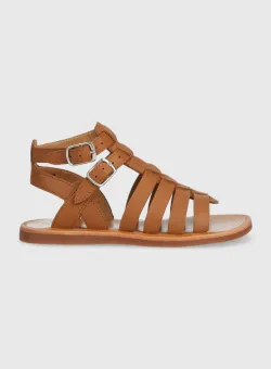 Pom D'api sandale din piele pentru copii culoarea maro