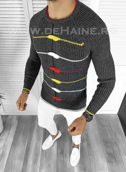 Pulover barbati gros gri slim fit T3587 I5-3 107-4