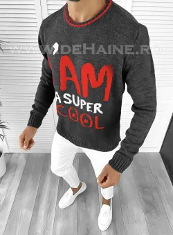 Pulover barbati gros gri slim fit T3590 97-4.1