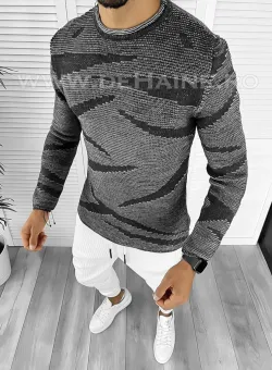 Pulover barbati gros gri slim fit T3617 i12-2