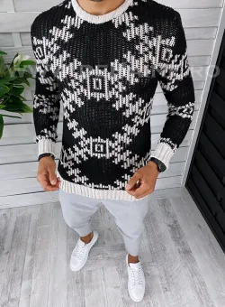 Pulover barbati gros slim fit bej T3623 I5-4/U2 / 96-5 E~