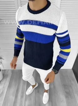 Pulover barbati gros slim fit bleumarin T3576 105-4. U2-2