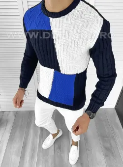 Pulover barbati gros slim fit bleumarin T3611 102-3