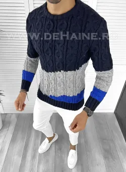 Pulover barbati gros slim fit bleumarin T3612 100-1 U1-2