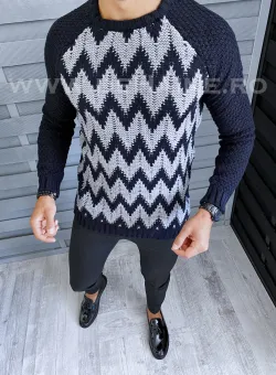 Pulover barbati gros slim fit bleumarin T3613 12-6