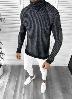 Pulover barbati gros slim fit bleumarin T3712 U3-3