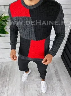 Pulover barbati gros slim fit gri inchis T3611 97-3.1