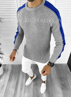 Pulover barbati gros slim fit gri T3586 98-3