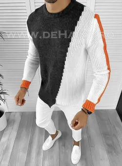 Pulover barbati gros slim fit gri T3619 13-4