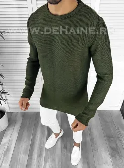 Pulover barbati gros slim fit kaki ZR T3652 i6-8