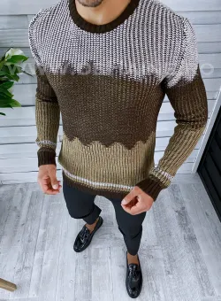 Pulover barbati gros slim fit maro ZR T3626 91-4.1