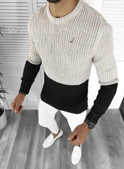 Pulover barbati gros slim fit negru T3577 89-4.3