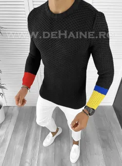 Pulover barbati gros slim fit negru T3585 97-1 E~ 12-2