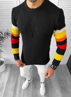 Pulover barbati gros slim fit negru T3588 109 U3-2 / 104-1 E~