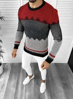 Pulover barbati gros slim fit rosu T3626 i9-5*