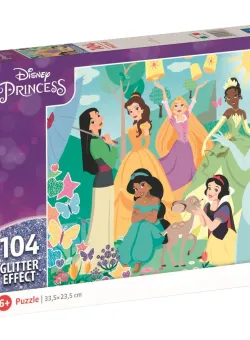 Puzzle cu sclipici Clementoni Disney Princess, 104 piese
