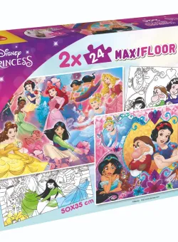 Puzzle de podea 2 in 1 Lisciani Disney Princess, Maxi, 2 x 24 piese