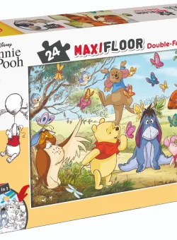 Puzzle de podea 2 in 1 Lisciani Disney Winnie The Pooh, Maxi, 24 piese