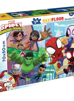 Puzzle de podea 2 in 1 Lisciani Marvel Spidey si prietenii lui uimitori, Maxi, 24 piese