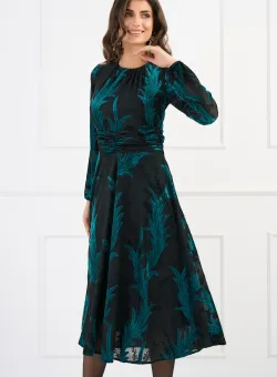 Rochie Moze eleganta cu insertii din catifea verzi