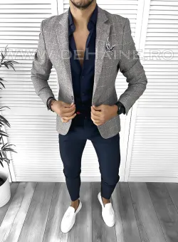 Sacou barbati in carouri slim fit B4976 i13-3.2