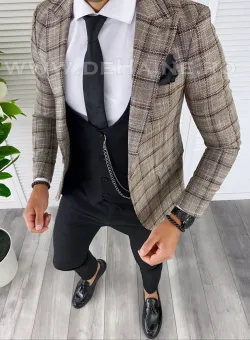 Sacou barbati in carouri slim fit B4979 O3-4.1
