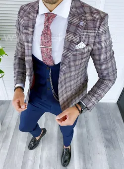 Sacou barbati in carouri slim fit B5297 D3-2.4