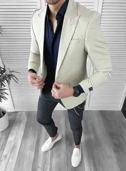 Sacou barbati slim fit bej 10126 128