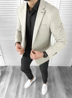 Sacou barbati slim fit bej 10321 P18-2.3