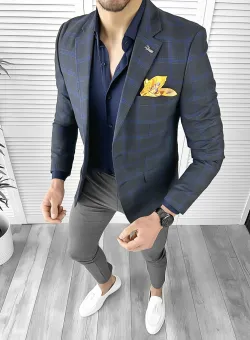 Sacou barbati slim fit bleumarin 103 D3-2.3