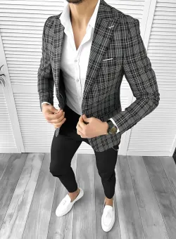 Sacou barbati slim fit gri 1162 29-3.1