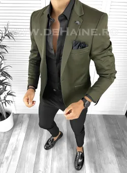Sacou barbati slim fit kaki B8319 O3-4.3