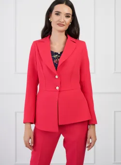 Sacou Moze fucsia cu peplum si nasturi perlati