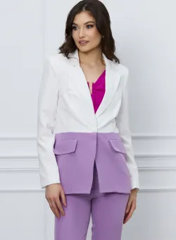 Sacou office alb cu lila
