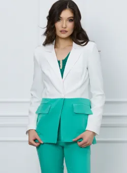 Sacou office alb cu verde